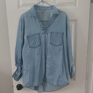 Light Blue Lace-Up Shirt